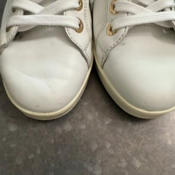 Jimmy Choo White Leather Low-Top Sneakers with Gold Star Accents – Size 37 - Picture 2 of 16
